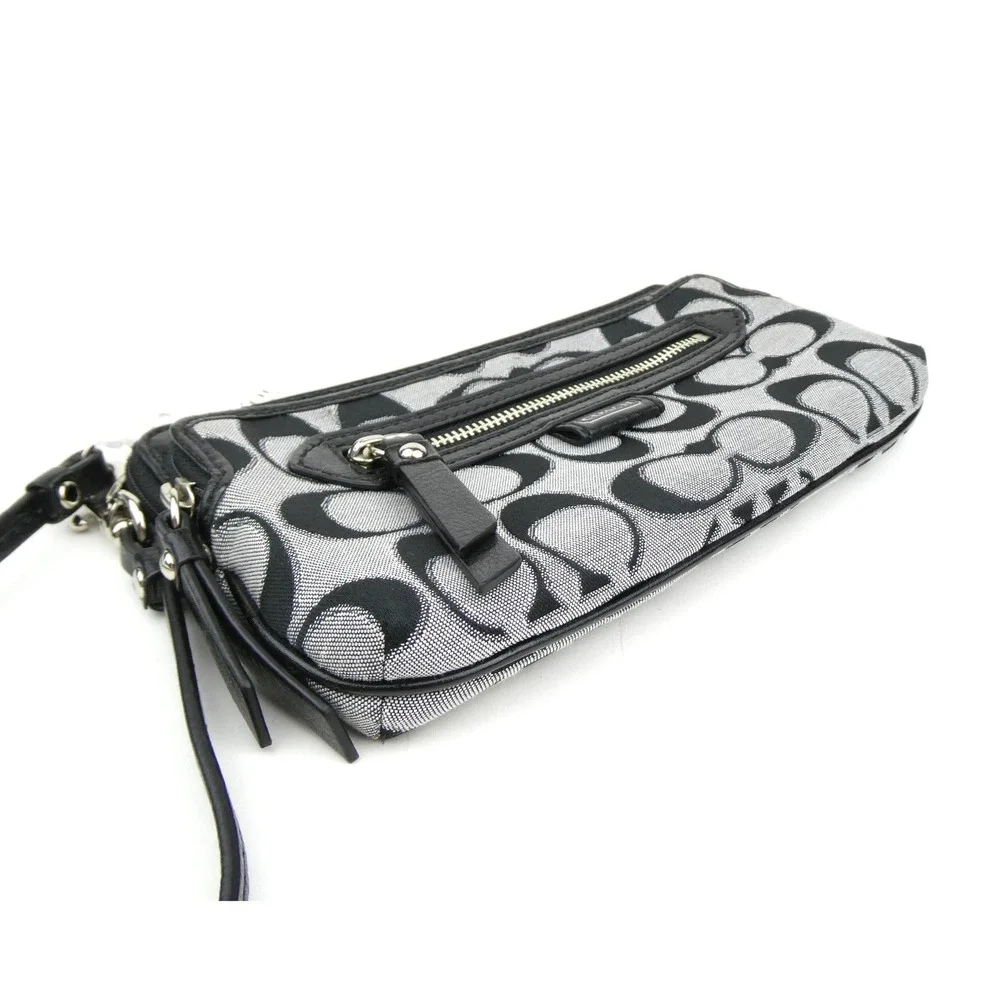 Coach Daisy Outline Signature Moonlight Metallic Double Zip Wristlet F49457